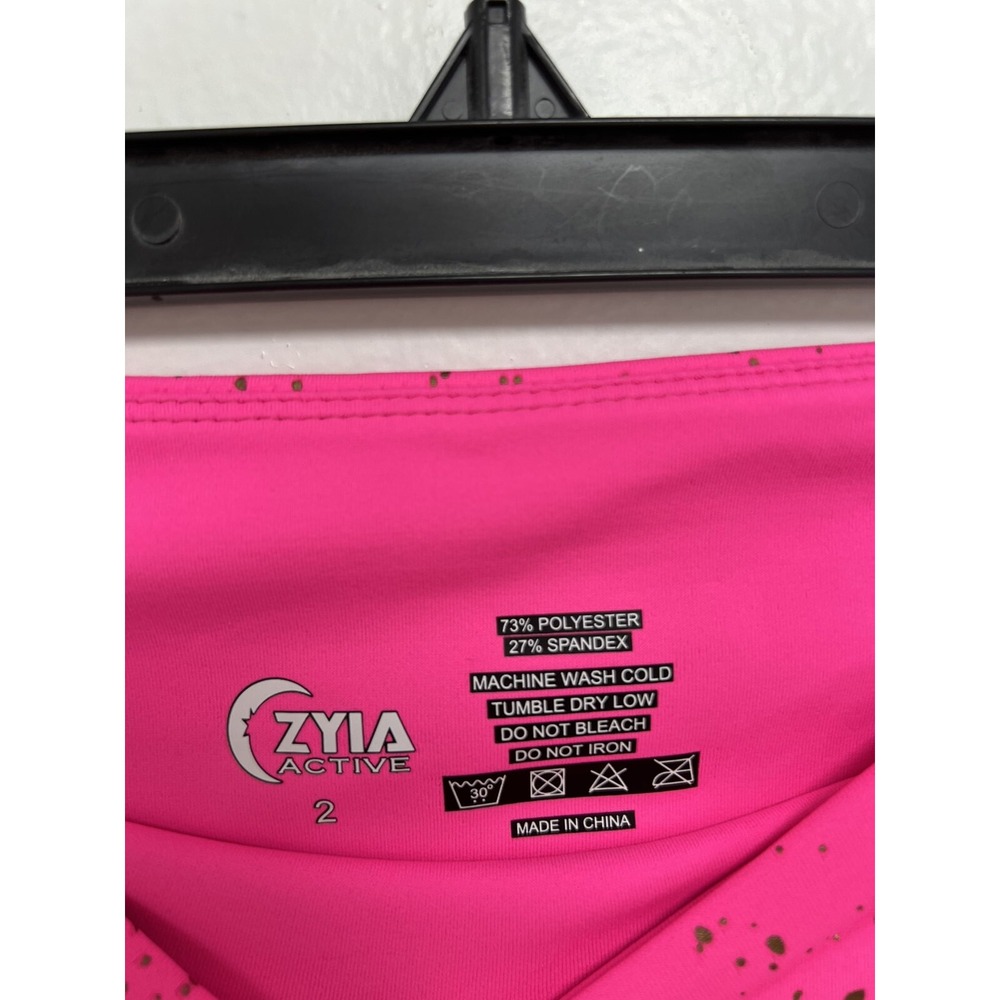 Zyia Women Hot Pink Stay Gold  pink cropped Leggings Size 2 A005245 - Picture 5 of 6